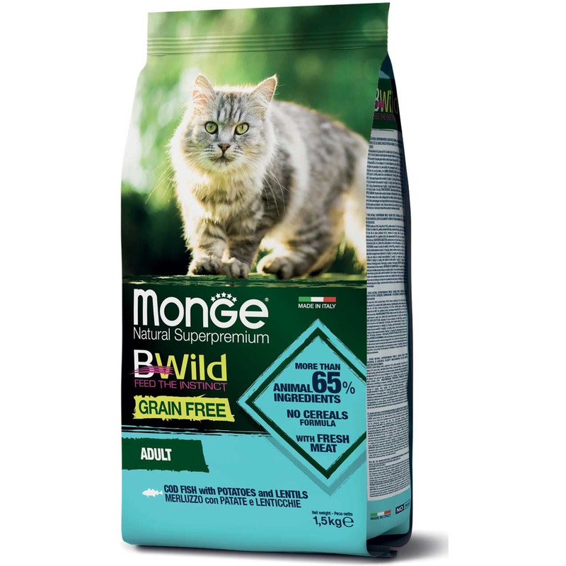Monge Bwild Grain Free  Cod Fish with Potatoes & Lentils Adult