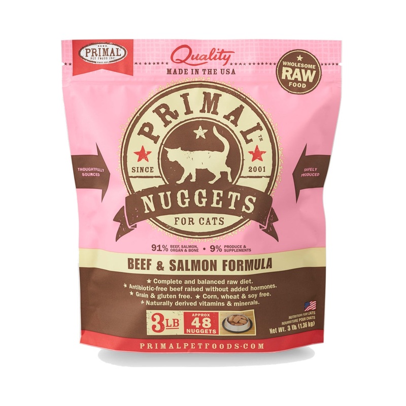Primal Feline Raw Frozen Nuggets Beef & Salmon 3lb