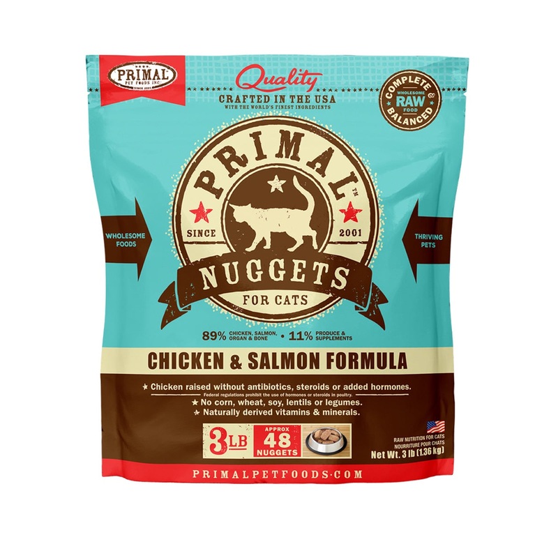 Primal Feline Raw Frozen Nuggets Chicken & Salmon 3lb