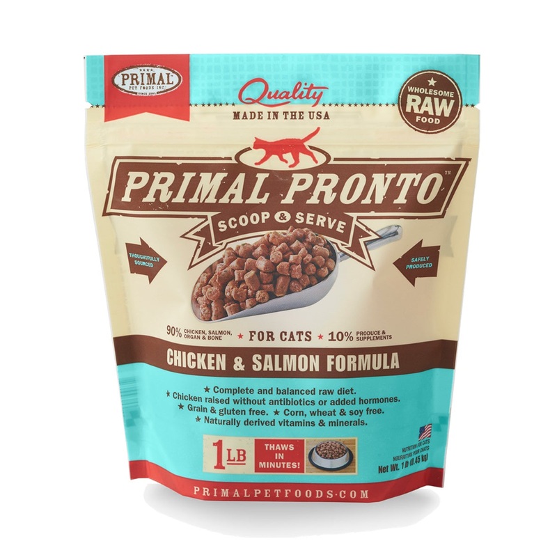 Primal Feline Raw Frozen Pronto Chicken Salmon 1lb