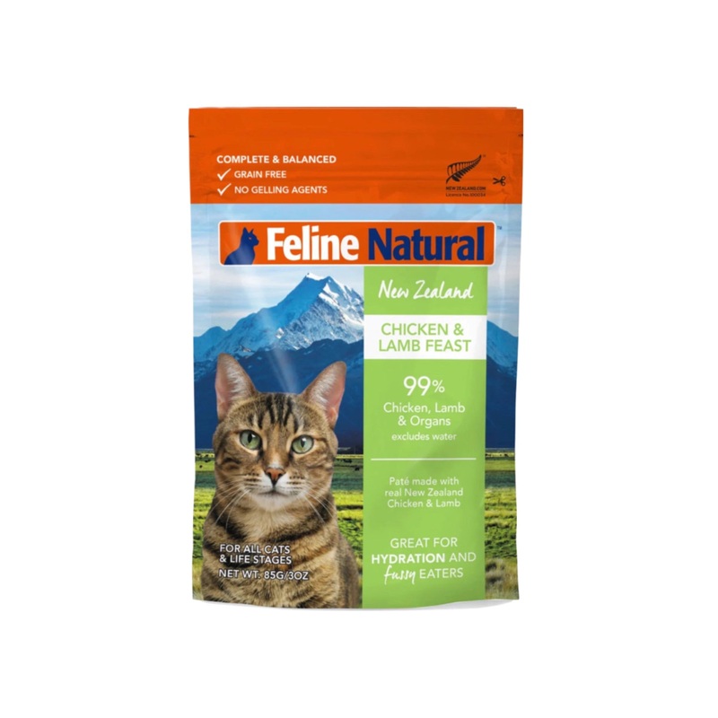 Feline Natural Chicken & Lamb Cat Food Pouch 3oz