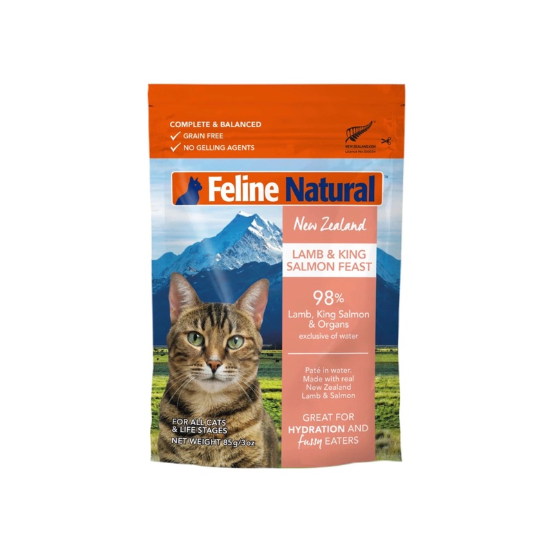 Feline Natural Lamb & King Salmon Cat Food Pouch 3oz