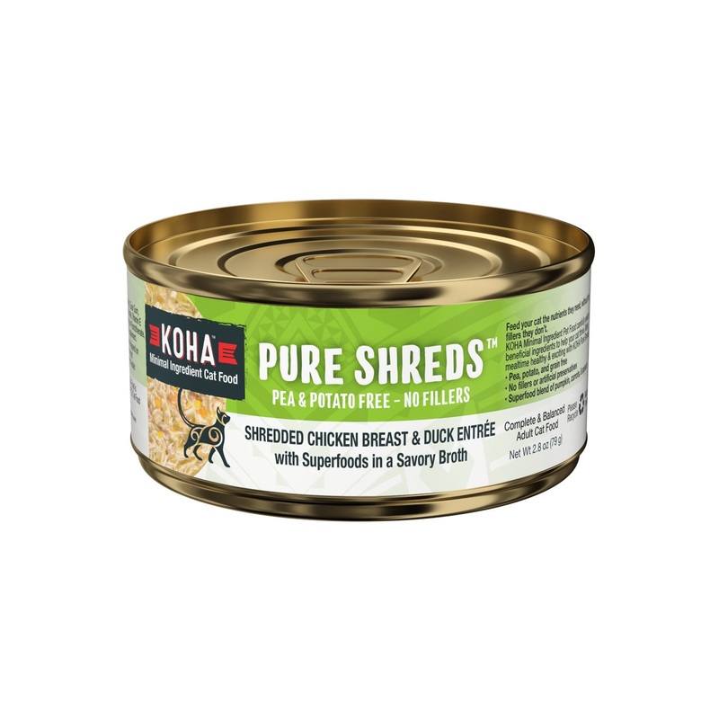 KOHA Pure Shreds Chicken Breast & Duck Entre Can 2.8oz