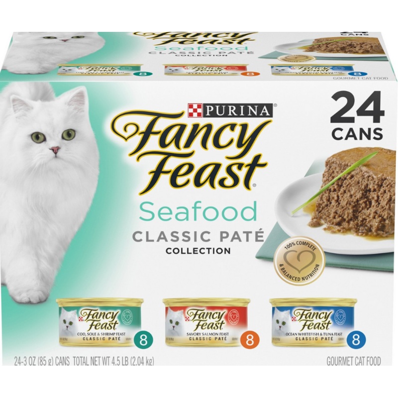 Purina Fancy Feast - All Breeds, Adult Cat Classic Pat Seafood Feast, Variety Pack Canned Cat Food