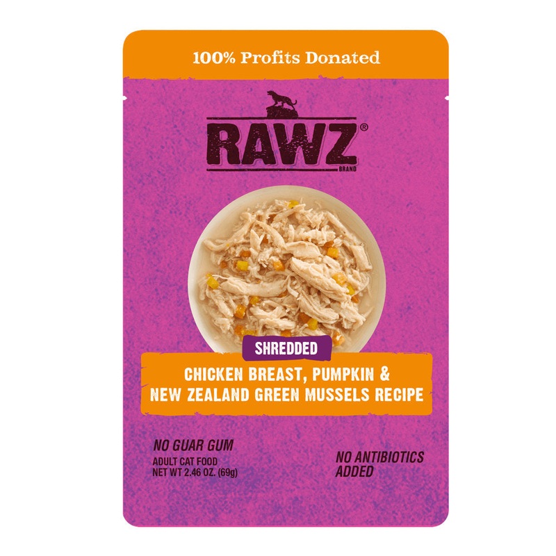 Rawz Shredded Chicken Breast, Pumpkin & New Zealand Green Mussels Pouch