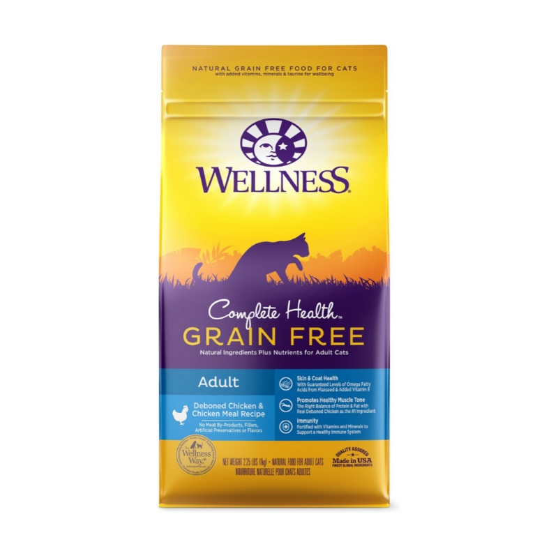 Wellness Complete Health -All Breeds, Adult Cat Grain Free Deboned Chicken & Chicken Meal Recipe Dry Cat Food