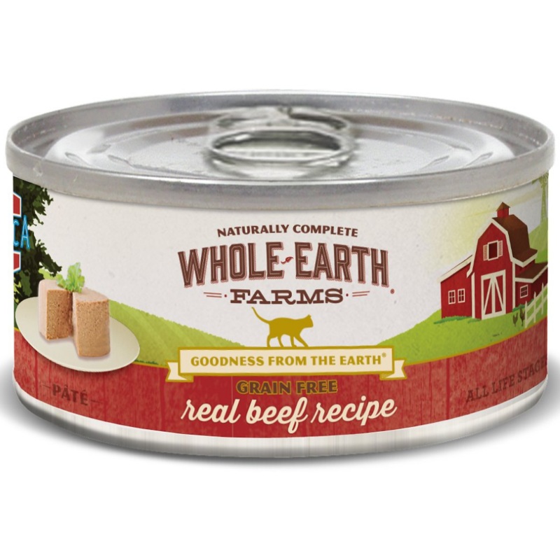 Whole Earth Farms - All Cat Breeds, All Life Stages Grain Free Real Beef Recipe Canned Cat Food