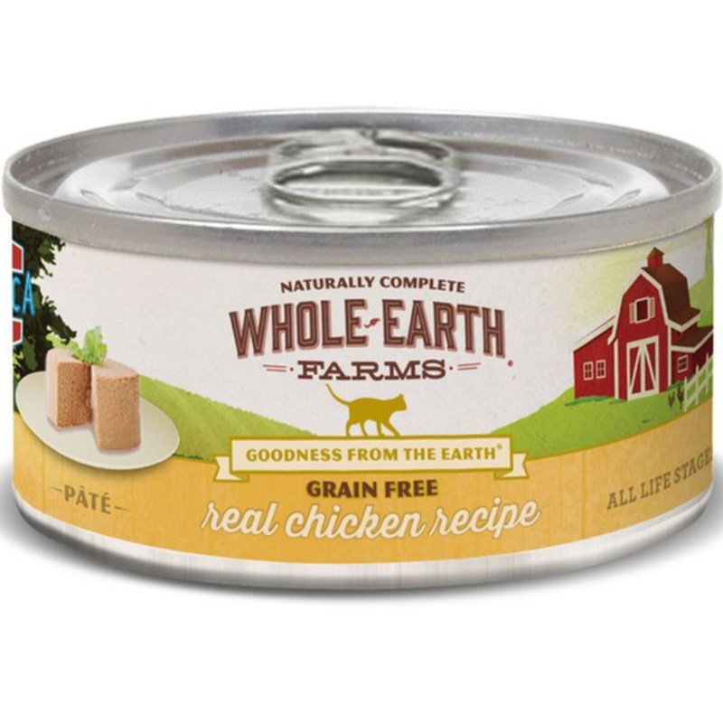 Whole Earth Farms - All Cat Breeds, All Life Stages Grain Free Real Chicken Recipe Canned Cat Food