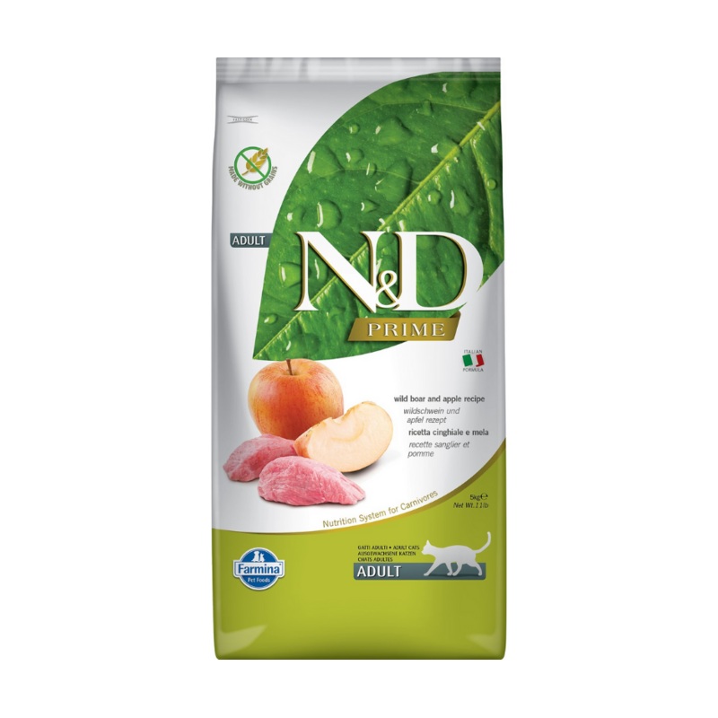 Farmina N&D Prime - All Breeds, Adult Cat Grain-Free Boar and Apple Recipe Dry Cat Food