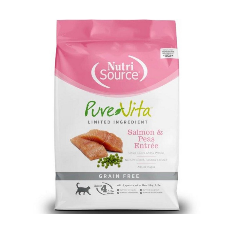 NutriSource Pure Vita - All Cat Breeds, All Life Stages Grain Free Salmon & Peas Entre Recipe Dry Cat Food