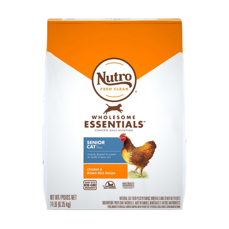 Nutro Wholesome Essentials - All Breeds, Senior Cat Chicken and Whole Brown Rice Recipe Dry Cat Food