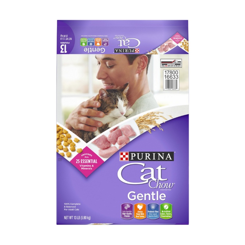 Purina - Cat Chow Gentle  - All Breeds, Adult Cat Sensitive Stomachs, Turkey Recipe Dry Cat Food