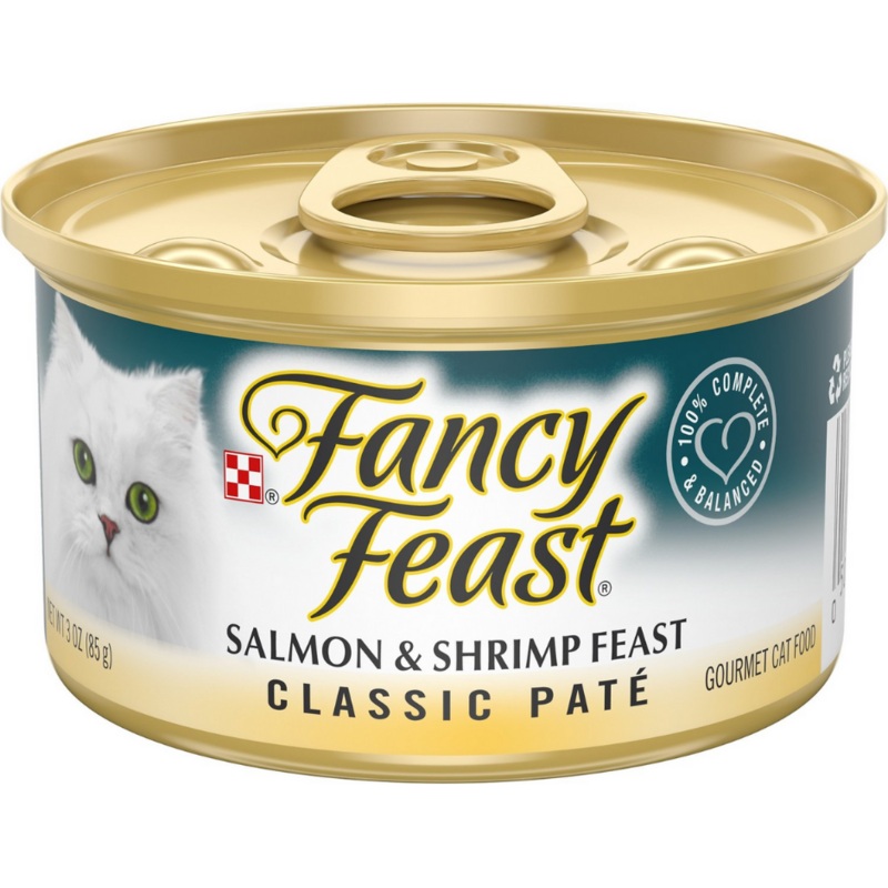 Purina Fancy Feast - All Breeds, Adult Cat Classic Pat Salmon & Shrimp Recipe Canned Cat Food