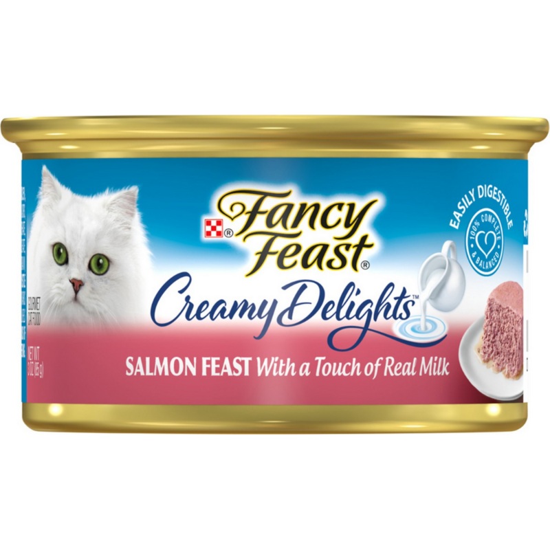 Purina Fancy Feast- All Breeds, Adult Cat Creamy Delights Salmon with a Touch of Real Milk Recipe Canned Cat Food