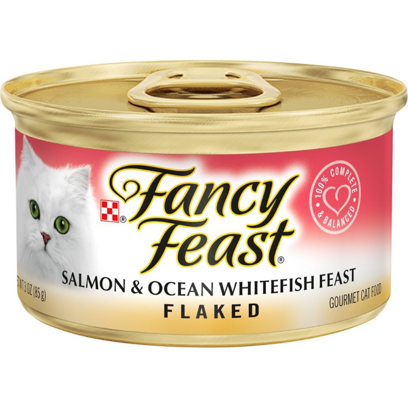 Purina Fancy Feast - All Breeds, Adult Cat Flaked Salmon & Ocean Whitefish Recipe Canned Cat Food