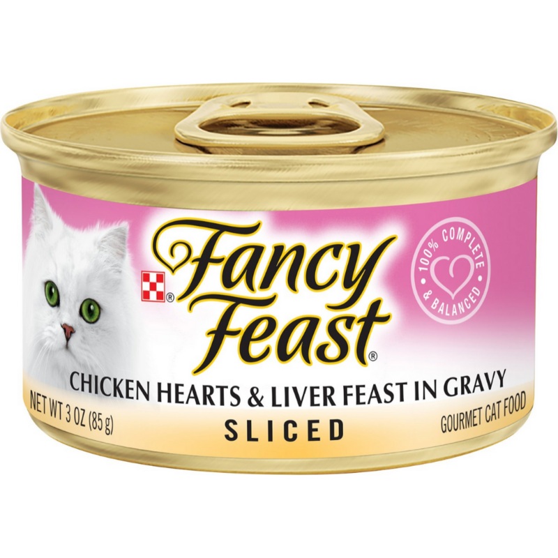 Purina Fancy Feast - All Breeds, Adult Cat Sliced Chicken Hearts & Liver in Gravy Recipe Canned Cat Food