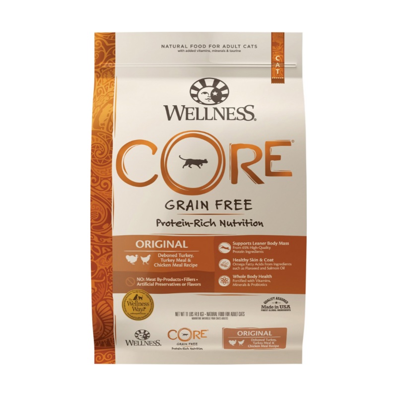 Wellness CORE -  All Breeds, Adult Cat Original Grain-Free Deboned Turkey, Turkey Meal & Chicken Meal Recipe Dry Cat Food