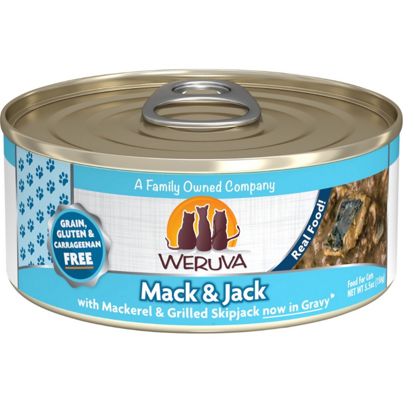Weruva - All Breeds, Adult Cat Mack and Jack, Grain Free Mackerel & Grilled Skipjack Recipe Canned Cat Food