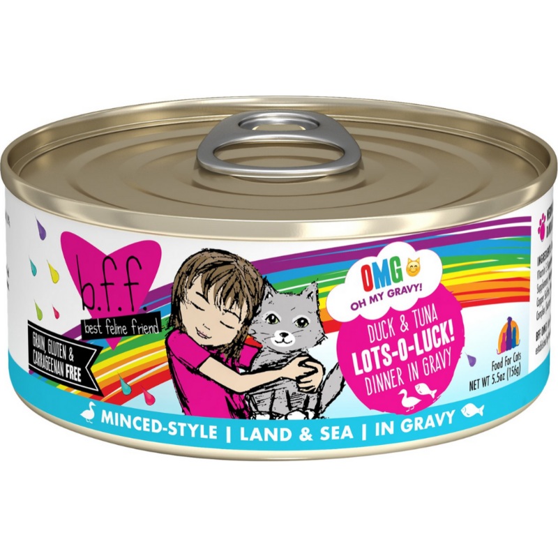Weruva BFF, OMG Lots-O-Luck! - All Breeds, Adult Cat Grain-Free Duck & Tuna Dinner in Gravy Canned Cat Food