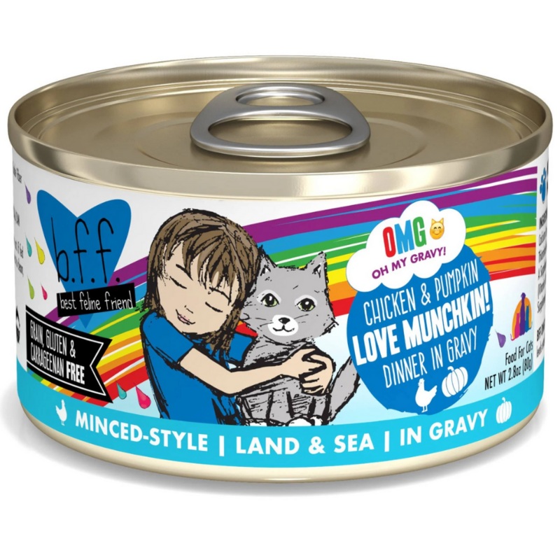 Weruva BFF, OMG Love Munchkin! - All Breeds, Adult Cat Grain-Free Chicken & Pumpkin Dinner in Gravy Canned Cat Food