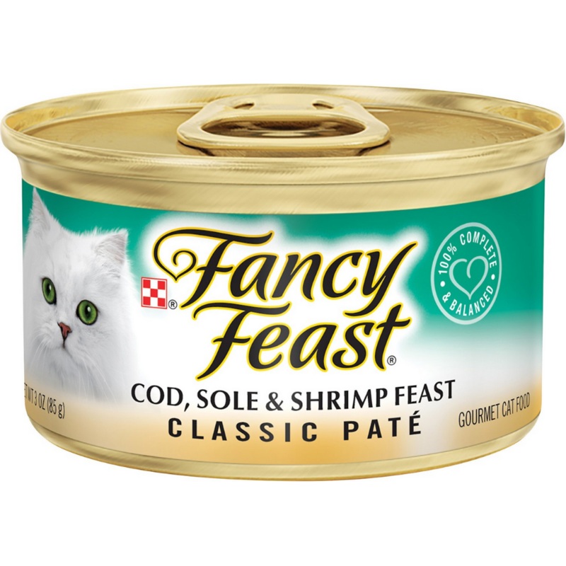 Purina Fancy Feast - All Breeds, Adult Cat Classic Pat Cod, Sole & Shrimp Recipe Canned Cat Food