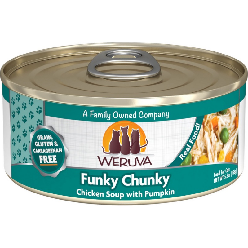 Weruva - All Breeds, Adult Cat Funky Chunky, Grain Free Chicken Soup with Pumpkin Recipe Canned Cat Food
