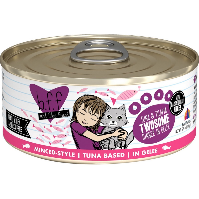 Weruva BFF, Twosome - All Cat Breeds, All Life Stages Tuna & Tilapia Dinner in Gelee Canned Cat Food