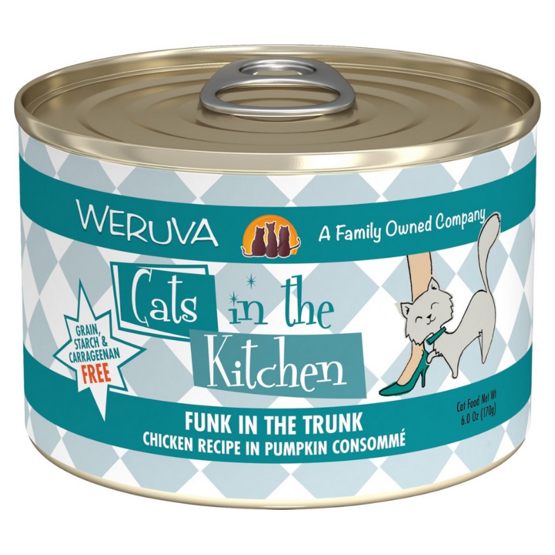 Weruva, Cats in the Kitchen - All Breeds, Adult Cat Funk In The Trunk, Grain-Free Chicken in Pumpkin Consomme Recipe Canned Cat Food
