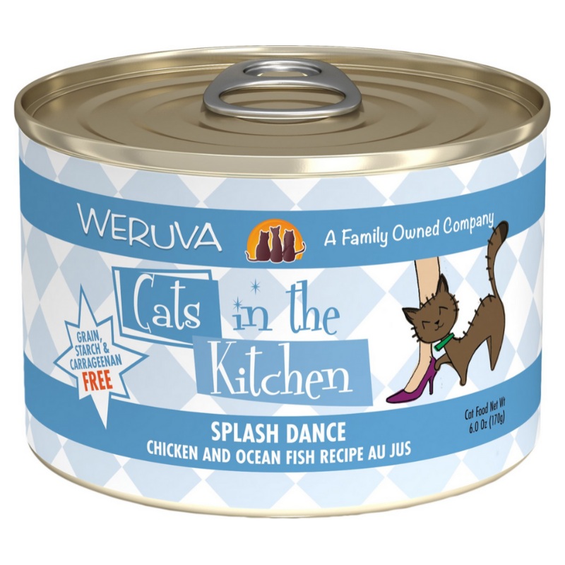 Weruva, Cats in the Kitchen - All Breeds, Adult Cat Splash Dance, Grain-Free Chicken & Ocean Fish Recipe Au Jus Canned Cat Food