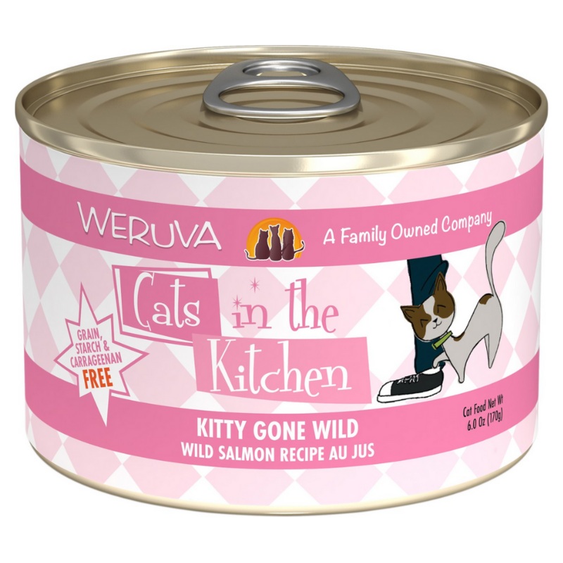 Weruva, Cats in the Kitchen - All Breeds, Kitten Kitty Gone Wild, Grain-Free Salmon Recipe Au Jus Canned Cat Food