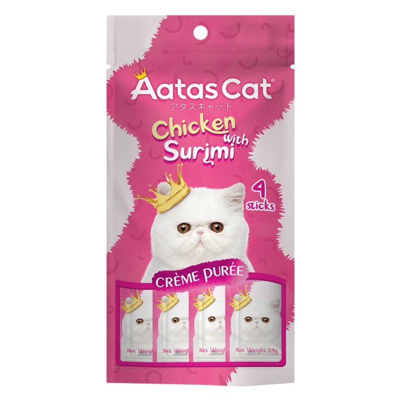 Aatas Cat Creme Puree Chicken with Surimi 14g x 4sachets