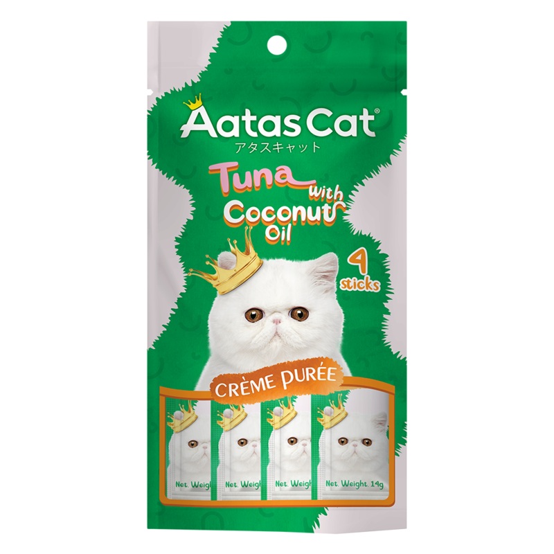 Aatas Cat Creme Puree Tuna with Coconut Oil 14g x 4sachets