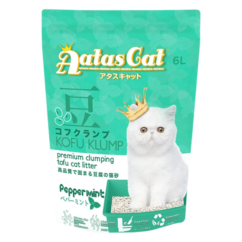 Aatas Cat Premium Clumping Tofu Cat Litter - Kofu Klump Peppermint 6L