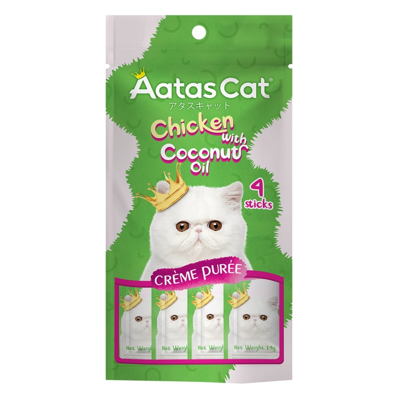 Aatas Cat Creme Puree Chicken with Coconut Oil 14g x 4sachets