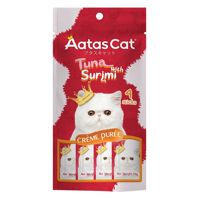 Aatas Cat Creme Puree Tuna with Surimi 14g x 4sachets