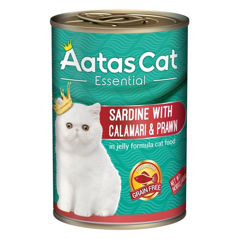 Aatas Cat Essential Sardine with Calamari & Prawn in Jelly Formula 400g