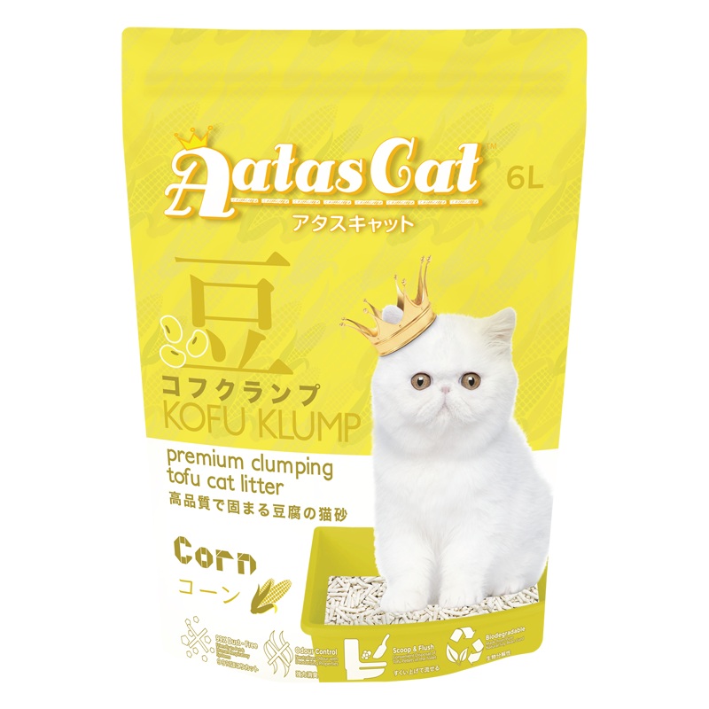 Aatas Cat Premium Clumping Tofu Cat Litter - Kofu Klump Corn 6L