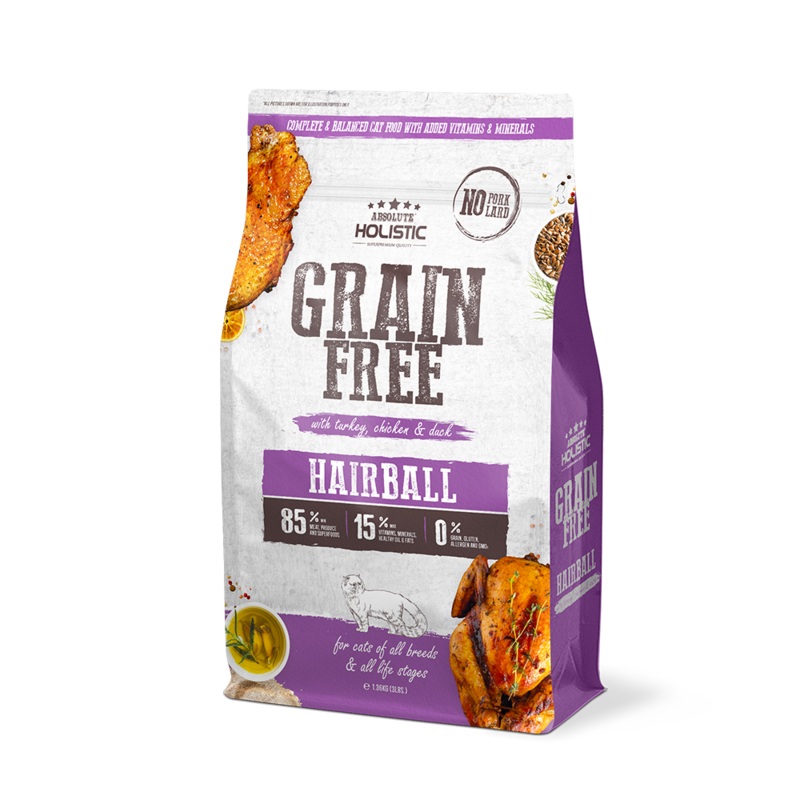 Absolute Holistic Cat Grain Free Hairball Turkey, Chicken & Duck 3lb