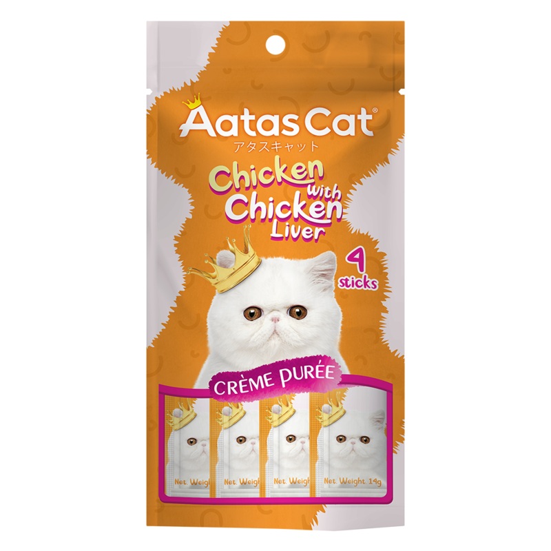 Aatas Cat Creme Puree Chicken with Chicken Liver 14g x 4sachets