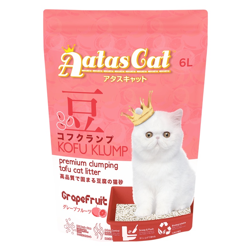 Aatas Cat Premium Clumping Tofu Cat Litter - Kofu Klump Grapefruit 6L