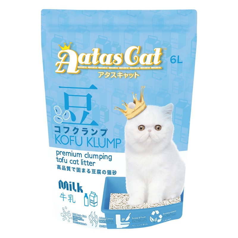 Aatas Cat Premium Clumping Tofu Cat Litter - Kofu Klump Milk 6L