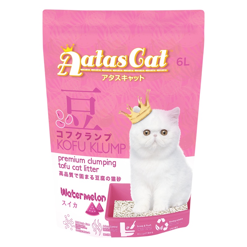 Aatas Cat Premium Clumping Tofu Cat Litter - Kofu Klump Watermelon 6L