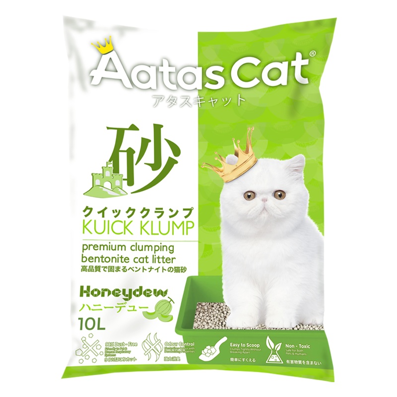Aatas Cat Premium Clumping Bentonite Cat Litter - Kuick Klump Honeydew 10L