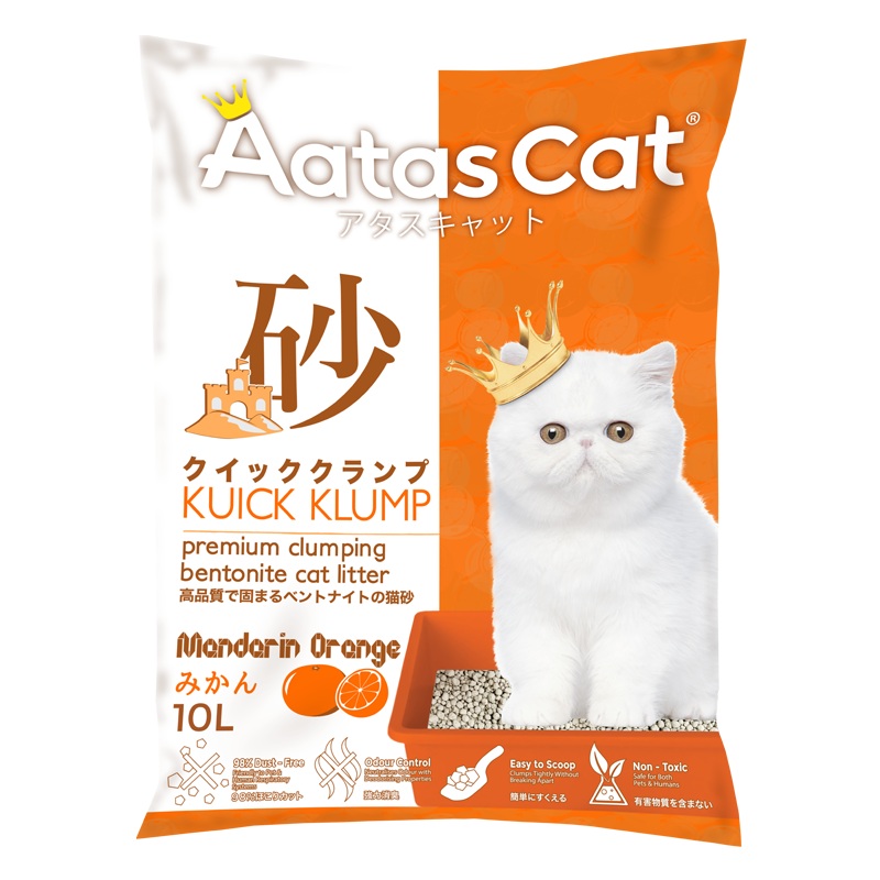 Aatas Cat Premium Clumping Bentonite Cat Litter - Kuick Klump Mandarin Orange 10L