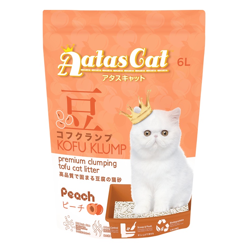 Aatas Cat Premium Clumping Tofu Cat Litter - Kofu Klump Peach 6L