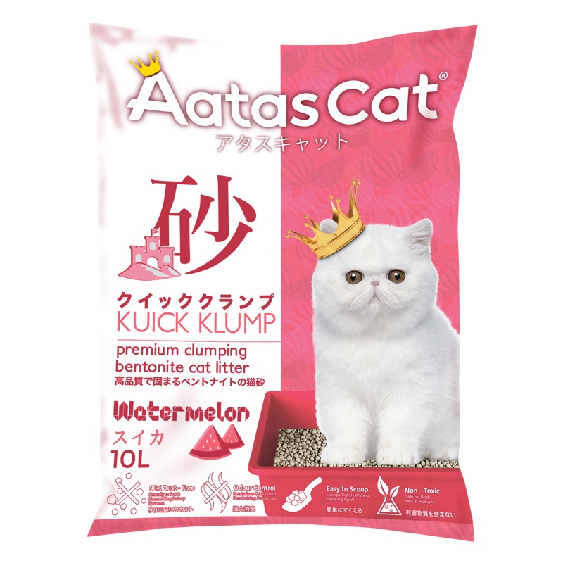 Aatas Cat Premium Clumping Bentonite Cat Litter - Kuick Klump Watermelon 10L
