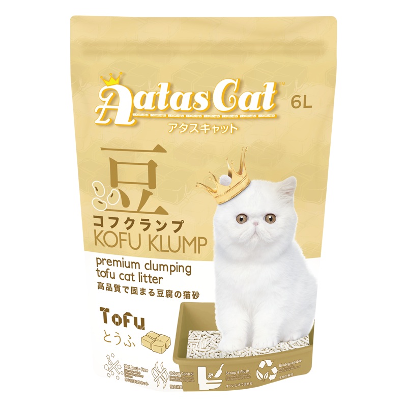 Aatas Cat Premium Clumping Tofu Cat Litter - Kofu Klump Tofu 6L