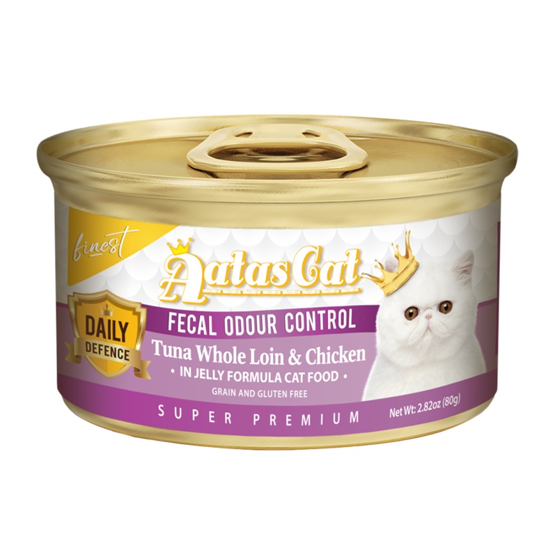 Aatas Cat Finest Daily Defence Fecal Odour Control - Tuna Whole Loin & Chicken in Jelly Formula 80g