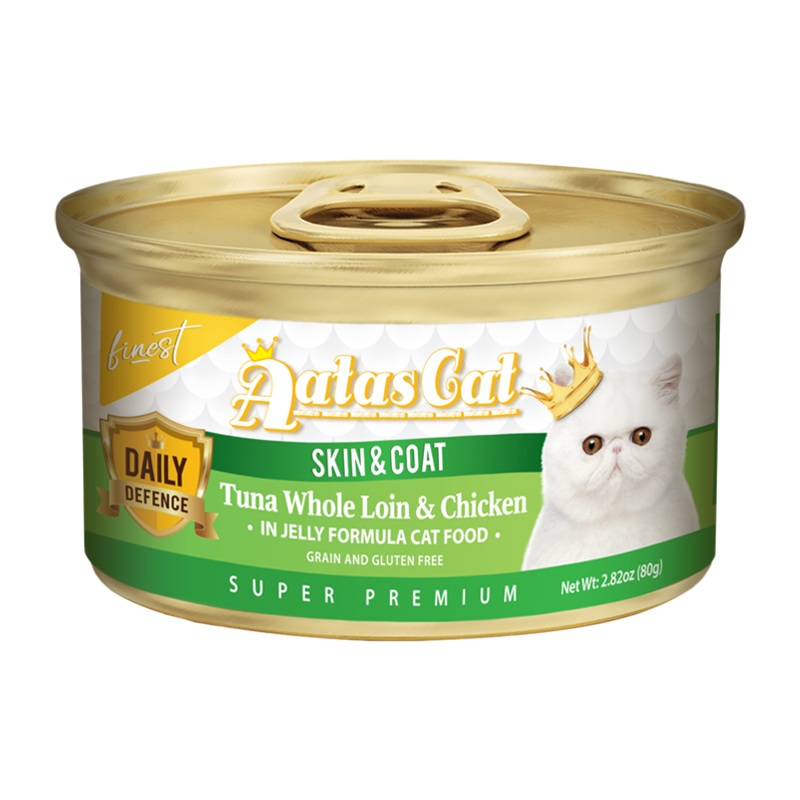 Aatas Cat Finest Daily Defence Skin & Coat - Tuna Whole Loin & Chicken in Jelly Formula 80g