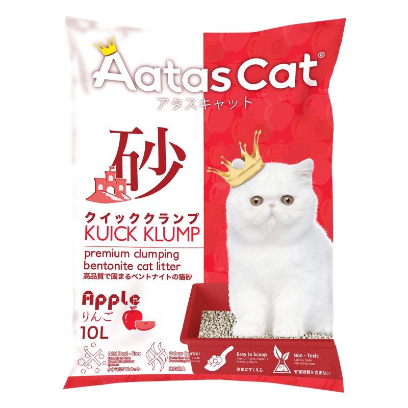 Aatas Cat Premium Clumping Bentonite Cat Litter - Kuick Klump Apple 10L